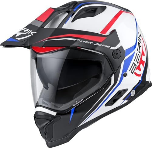 Berik MX313 Volstom Adventure Pro Enduro Elmetto, bianco/blu/rosso, L