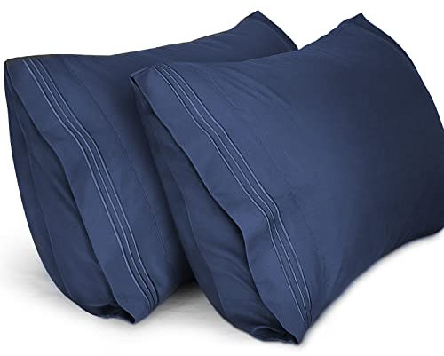 Lirex 2-Pack Fundas de Almohada 1800 hilos, Tamaño 50 cm x 75 cm Fundas de Almohada de Microfibra Suave Cepillada, Transpirables sin Arrugas y Lavables a Máquina, Azul