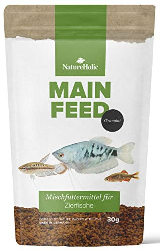 NatureHolic Hauptfeed I Alleinfutter für Zierfische I mit allem, was Fische brauchen I schonende Herstellung I Made in Germany I Softgranulat I 50ml