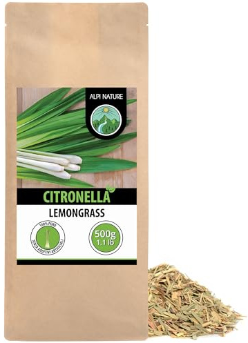 Alpi Nature Citrongräs Te 500g, Citrongräste, Torkade och Skurna Citrongräsblad, Lösbladigt Te