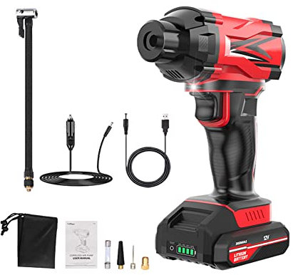 Auto Reifenfüller, MoreChioce 6000mAh 12V Tragbarer Luftkompressor Luftdruckprüfer Reifendruckprüfer LED Reifendruckmesser Luftdruckprüfer Reifendruckmessgerät