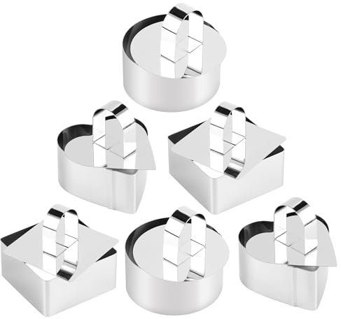 YiliYa 6 Stück Dessertringe und Speiseringe, Servierringe, Kleine Tortenringe Set, Servierringe Edelstahl 8cm, Tortenring Klein Geeignet für Hausgemacht Dessert Gebäck Mousse Kuchenbacken