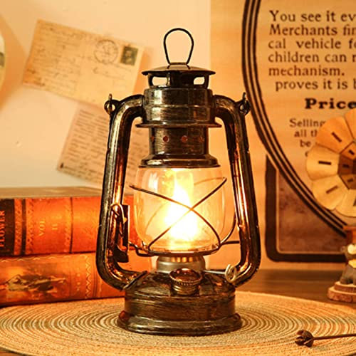 Lampe à huile rétro Porable vieille lampe à huile décorative lampe d'huile de camping extérieur lampe d'urgence de panneau d'urgence pour l'extérieur (non inclus d'huile de lampe)