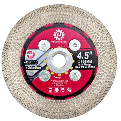 FOCSTOL Diamond Tile Saw Blade - 115mm Cutting Grinding Disc with M14 Flange for Porcelain Ceramic Tile Marble Granite