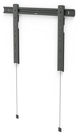 Hama TV-väggfäste, ultratunn (TV-väggfäste 90 tum, VESA 50 x 50 till VESA 600 x 400, upp till 80 kg, väggavstånd 1,45 cm, extra platt, höjdjusterbar, styv, fast, med fiskarpluggar) antracit