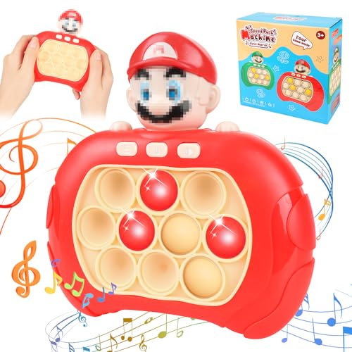 Pop It Elektronisches Spiel, Pop It Fidget Spielzeug, Pop It Fidget Toys, Quick Push Pop It, Pop It Spiel Elektrisch, Bubble Pop Game, Elektronisches Quick Push Puzzle Spiel mit Musik und Licht(Mario)