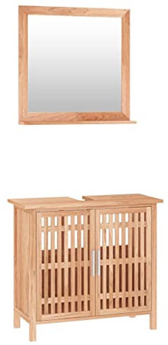 Eleganz Juego de 2 muebles de baño de madera maciza de nogal con acabado al aceite, duradero y elegante para un hogar moderno