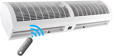 VOIRDA Wall Mounted Air Curtain Fan for Commercial, Home Door Fan With Remote Control, Portable Bathroom Electric Heater, Energy Efficient Airflow 80-281W 220v(150cm)