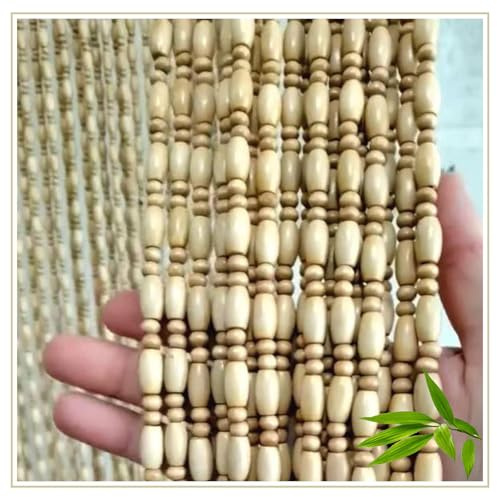 Pärlgardin för dörr, 70 x 120/90 x 150/120 x 200 cm naturlig bambu träpärlor, dörrgardin, hängande dekorativa dörröppningar, gardin, flugskärmsgardin, 45-strand-90 x 200 cm