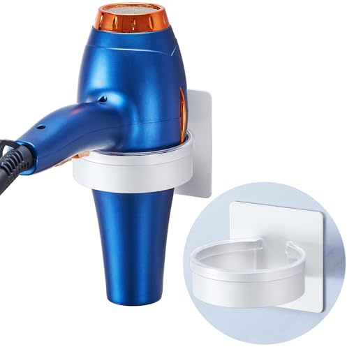 YYBO Porta Phone Bagno da Muro, porta asciugacapelli da Parete, porta phon da Muro, porta phon Senza Foratura Supporto asciugacapelli per Bagno, Barbiere, Hotel (Bianco)