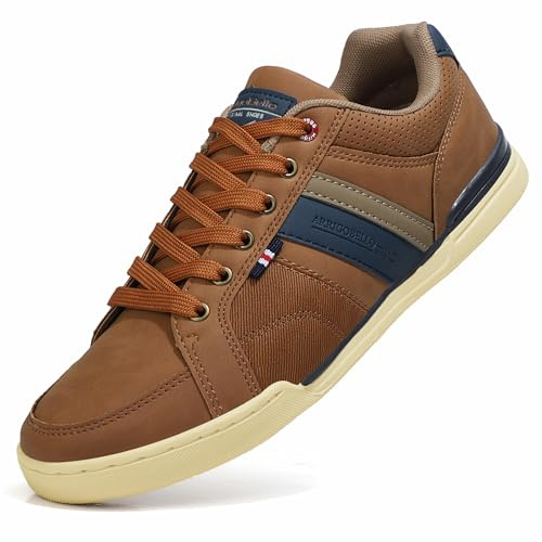 Mens Casual Shoes Leather Trainers Classic Sneakers Lace Up Walking Shoes Size 7-11 UK