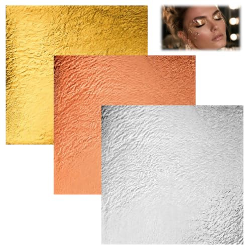 120Pcs Gold Leaf Sheets 3 Colors Metallic Gold Leaf Paper, 8x8.5cm