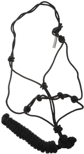 Beavorty Horse Rope Halter for Horses Black Knot Braid Stiff Polyester Training Halter Safety Suitable for Equestrian Sports