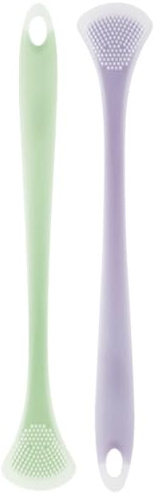 HOMOCONO Strumenti per Raschiare la Lingua 2 Pezzi in Silicone e Nylon per Adulti, Raschietto Pulisci Lingua per Rimozione del Rivestimento e Quotidiana della Bocca