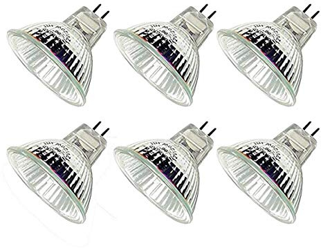 CTKcom MR16 12v 20w Halogen Light Bulbs(6 Pack) - 12 Volt Bi Pin Base,High Lumens, Precision Halogen Reflector Fiber Optic Light Bulb, Glass Cover,6 Pack