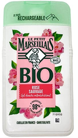 Le Petit Marseillais | Gel Douche Rafraîchissant BIO Rose Sauvage (flacon de 250 ml) – 98 % d'ingrédients d'origine naturelle et pH neutre pour la peau – Emballage recyclable et rechargeable