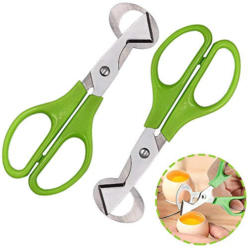 2 Pezzi Forbici Uova di Quaglia, Forbici per Uova, Forbici da Cucina Quail, Egg Cutter Shell Opener, Acciaio Inossidabile Forbici Uova per Casa, Cucina, Ristorante (Verde)