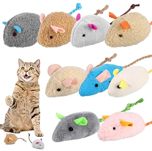 Xinstroe 9 Stück Katzenminzen Spielzeug, Plüsch Maus Kitten Spielzeug Katzenspielzeug mit Katzenminze Mäuse Catnip Toy katzenspielzeug fur Katze und Kitten