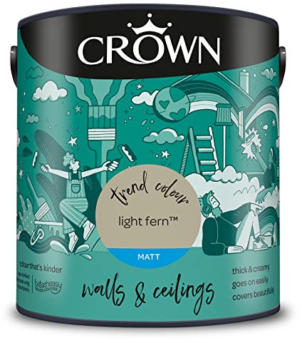 CROWN 2.5L Breatheasy MATT Emulsion Paint for Walls & Ceilings - LIGHT FERN