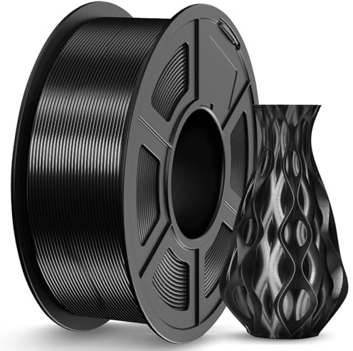 JAYO PLA Silk Filamento 1.75mm, Effetto Seta Filamento Stampanti 3D, PLA Seta Nero Bobina da 1.1kg, Precisione Dimensionale +/- 0.02mm