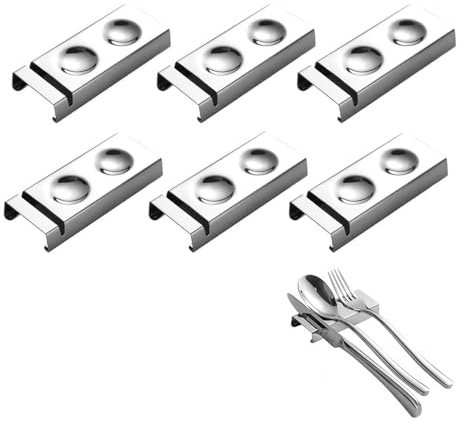 maiwalk Chopstick Rest Holders Spoon Fork Knife Stand Rack Stainless Steel Flatware Utensil Cutlery Stand Rest Holder for Home Restaurant KKitchen Table Decoration (Silver, Set of 6)