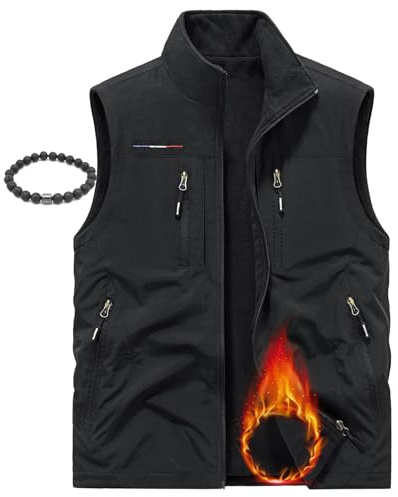 LTHTX Gilet da uomo double-face in pile polare da caccia gilet scaldamuscoli invernali senza maniche giacche per uomo abbigliamento esterno gilet