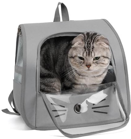 Haustier Rucksack für Kleine Hunde Katzen, Tragbare und Faltbare Katzenrucksack, Hunderucksack, Tragetasche für Katzen Hunde bis 10 kg, Atmungsaktive Katzentasche Hundetasche, für Reisen, Spaziergänge