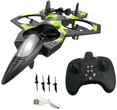 Fenteer Remote Control Airplane RC Plane RC Helicopter Roll Portable Easy to Fly with Light Aircraft Kids Adults 4-8 8-12 12-16, Double battery