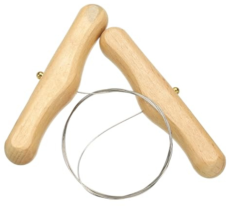 sourcing map Pottery Wire Tool, 19.6 Stainless Steel Clay Cutters Wire Cutting Pottery Tools Clay Cutter with Wood Handle for Cheese Dough Cutting Trimming Sculpting Carving, Yellow