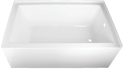 Kingston Brass Aqua Eden VTAP603622R 60-Inch Acrylic Alcove Tub with Right Hand Drain, White