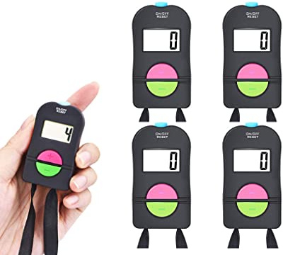 Anlising 4 Pieza Portátil Digital Contador Manual,Conteo Manual Contador,Contador Deportivo Digital de Golf Pequeño,Manual de Suma/Resta Electrónico Clicker con Cordón (Negro)