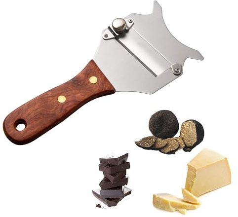 IMEEA Truffle Slicer Shaver Stainless Steel Chocolate Cheese Shaver Grater Curler with Adjustable Smooth Blade and Wood Handle