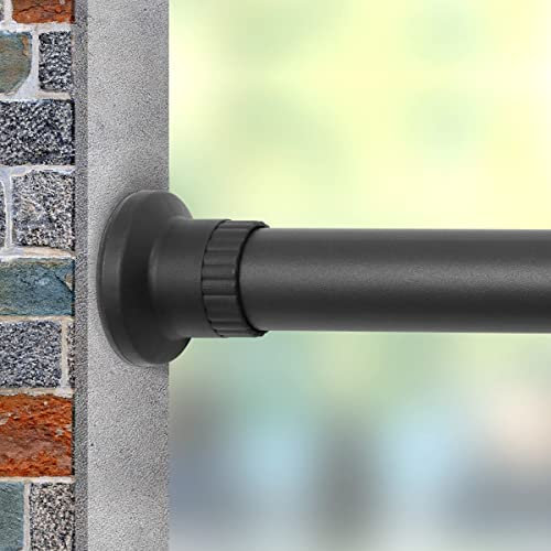 Tension Rod Shower Rail Curtain Poles, Shower Curtain Rail Heavy Duty Room Divider Curtain Rod, Adjustable Bathroom Rust Free Extendable Window Tension Rod (Black, 210-310CM)