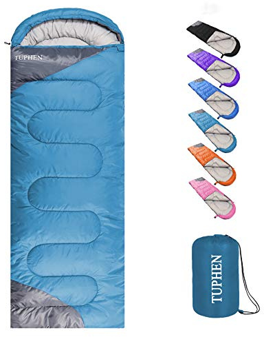 tuphen- Sleeping Bags for Adults Kids Boys Girls Backpacking Hiking Camping Microfiber Liner, Cold Warm Weather 4 Seasons Winter, Fall, Spring, Summer, Indoor Outdoor Use, Lightweight & Waterproof