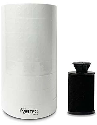 White Pricing Labels, 1 Line,for Monarch 1131 Price Gun – 1 Sleeve, 20,000 Labels with Security Slits and Free Ink Roller