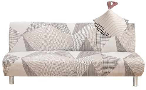 Jaotto Copridivano Clic Clac estensibile a 3 posti, fodera per divano senza braccio, elastica, in spandex, protezione per divano letto universale,Linea Bianca