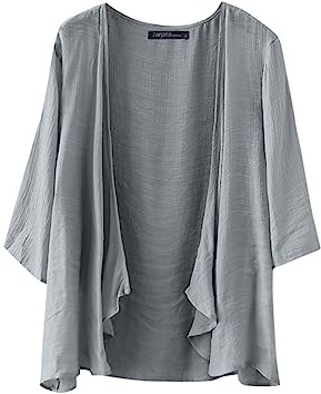 ZANZEA Långärmad oregelbunden kofta, bolero, ledig, enfärgad, lång kappa, toppar, kofta, 01-grå, XXL
