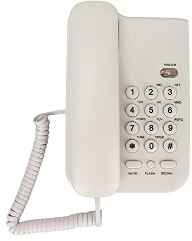 VBESTLIFE Schnurgebundenes Telefon, Weißes Kabelgebundenes Festnetztelefon Zur Wandmontage für Zuhause, Hotel, Büro, Bank, Call Center