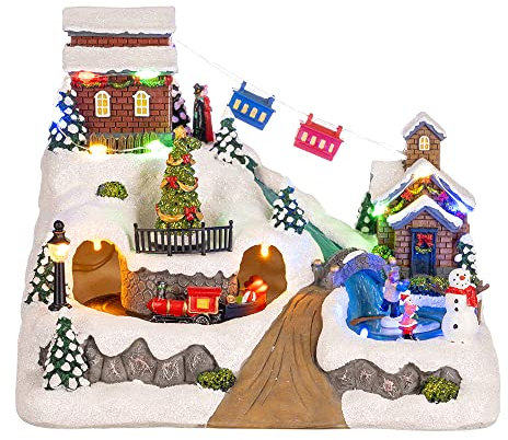 Nataland Villaggio Natalizio Innevato Con Personaggi, Case, Funivia, Trenino In Movimento E Luci Multicolor, Perfetto Per Portare La Magia Del Natale A Casa Tua