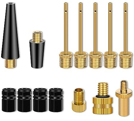 14PCS Bicycle Valve Adapter DV SV AV Converter,Presta Schrader Valve Adapter, Ball Pump Needle, Inflation Needle, Tire Valve Caps,Air Pump Needle Set for All Bike,Sports Ball,Pump,Inflatable Equipment