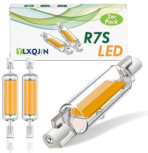 YLXQJIN LED R7S 78mm Regulable, Bombilla 10W Sustituye Halógena 80W (2 Unidades, Blanco Cálido)