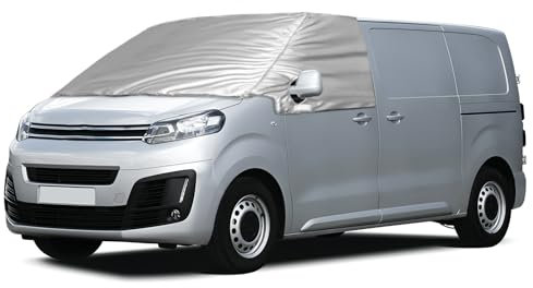 Opaltool Externe Thermo Scheibenabdeckung für Citroen Jumpy Opel Vivaro 2016-2024, Luxus Silber Wrap Windschutzscheibenabdeckung, Frontscheibenabdeckung Winter Sommer Scheibenfrostschutz Abdeckung