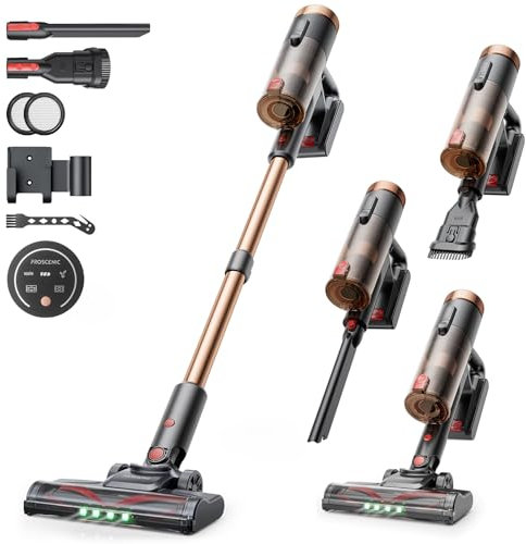 Proscenic P11 Ultra Cordless Vacuum Cleaner, 500W/45Kpa 45Min Self-Standing Hoover Cordless Powerful, Stick Vacuum with Wall Mount, Anti-Tangled Rechargeable Lightweight for All Floor Carpets Pet Hair