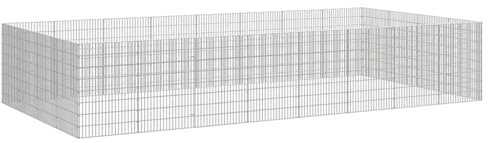 vidaXL Free Range Rabbit Cage/Animal Enclosure - Galvanised Iron 24-Panel 54x80 cm Playpen for Small Pets DIY Silver