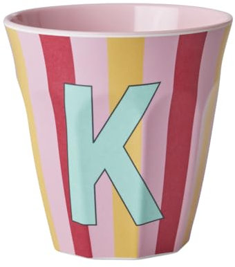 ReWu Rice Melmain Becher Medium Jungen - Buchstabe K - Kinderbecher Campingbecher Campnggeschirr Trinkbecher Melamingeschirr Bruchsicher BPA-Frei 250ml