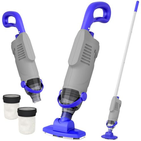 Nichro Aspirateur Piscine Hors Sol sans Fil 60W - Aspirateur Spa Rechargeable avec Perche 1,6m & Aspiration 68L/Min - Aspirateur Piscine pour Bains à remous, piscines Hors Sol/enterrées-Gris