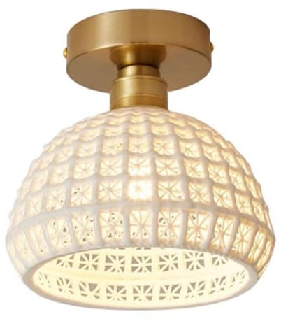 Lámpara de Techo semiencastrada de diseño nórdico, luminaria de cerámica para Interiores con Base E26, iluminación Moderna y Sencilla para pasillos y entradas.