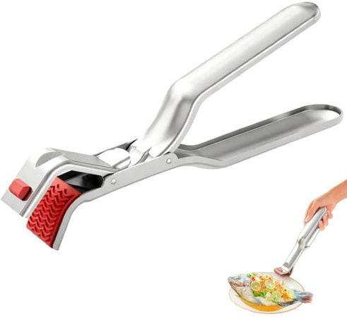 YUVKIN Protezione contro le scottature con clip, pinza da cucina in acciaio inox robusta, resistente al calore e durevole, utensile multifunzione per ciotole, piatti, padelle e friggitrice ad aria