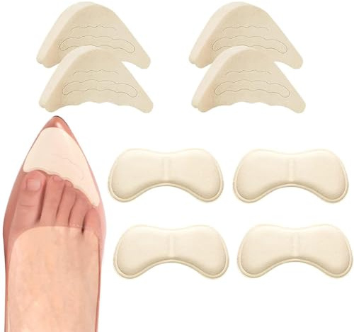 PLABBDPL 2 Paia Riempitivi Scarpe Unisex Inserti Regolabili, con 2 Paia Inserti Spugna, Fodera con Impugnatura sul Tallone, Cuscinetti Poggiapiedi Adesivi, Adatta Parte Calzature, Tonalità della pelle