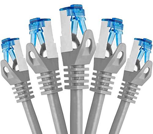 BIGtec - 5 Stück - 15m CAT.7 Gigabit Patchkabel Netzwerkkabel grau Kupferkabel Patch Ethernt LAN DSL Kabel CAT7 (RJ45, Cat 7, S/FTP PIMF) 15,00m